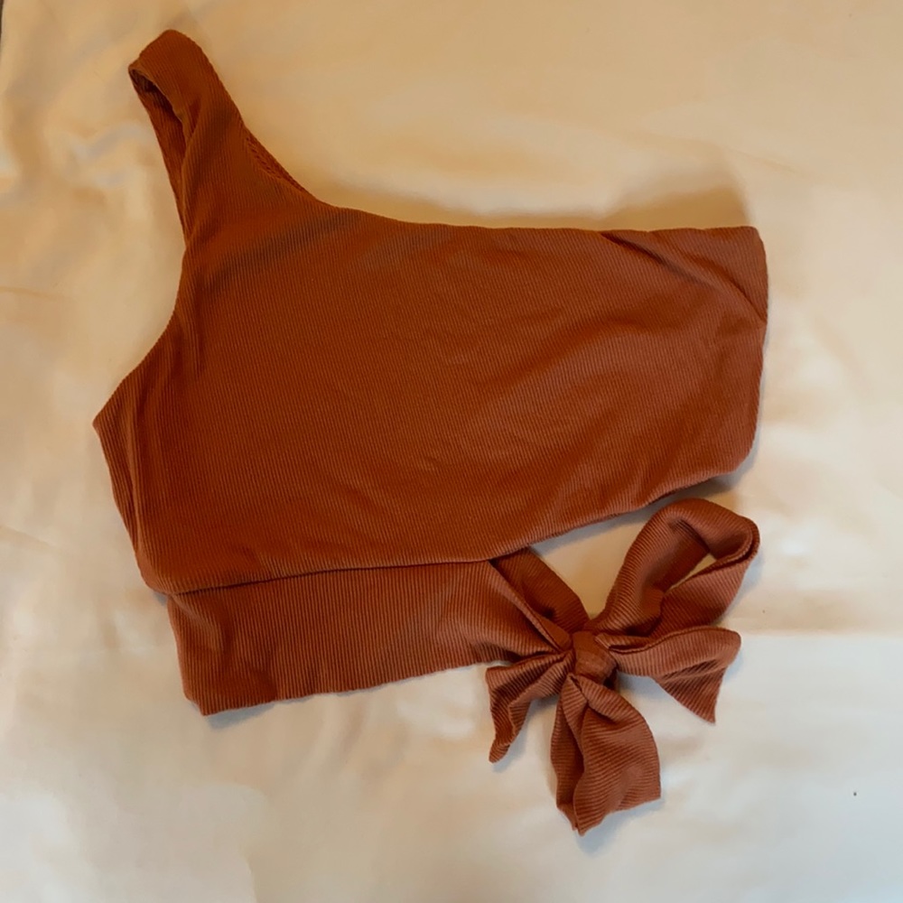 Burnt orange tie crop top.